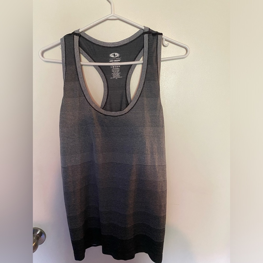 Athletic Works Charcoal and Black Striped Tank Top